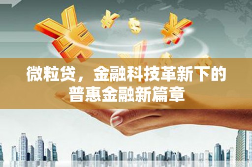 东凤微粒贷，金融科技革新下的普惠金融新篇章